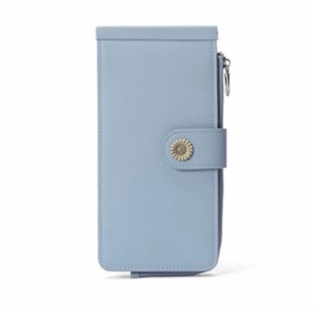 Light Blue Wallet with Button Closure